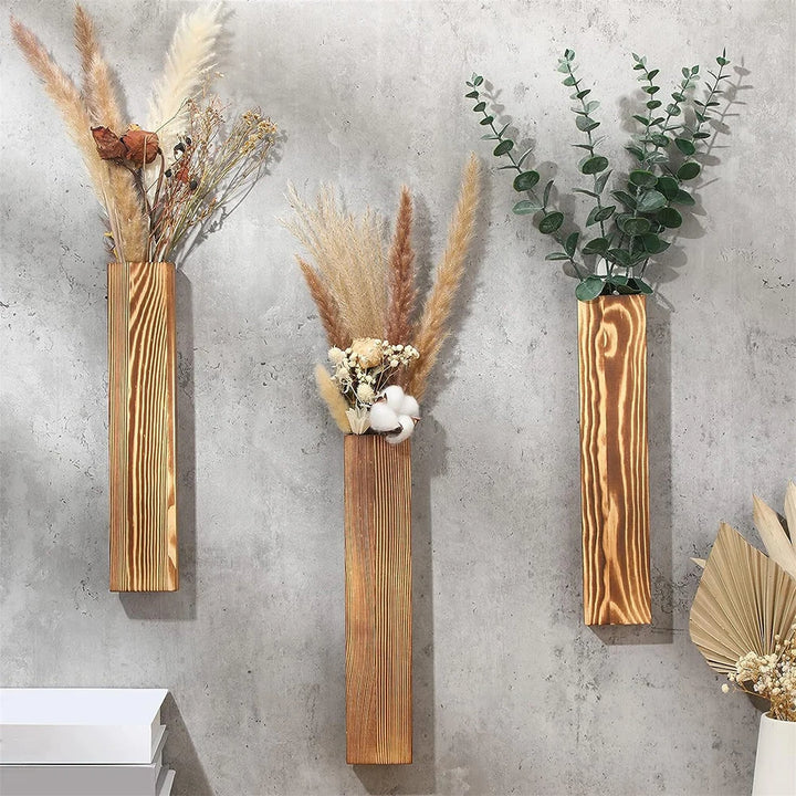 Wooden Wall Pocket Hanging Vases