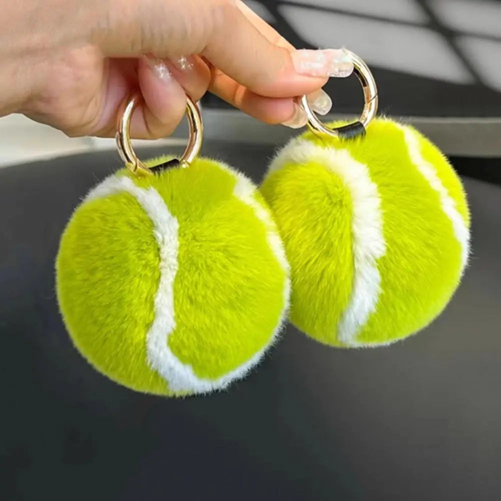 Furry Tennis Ball Keychain