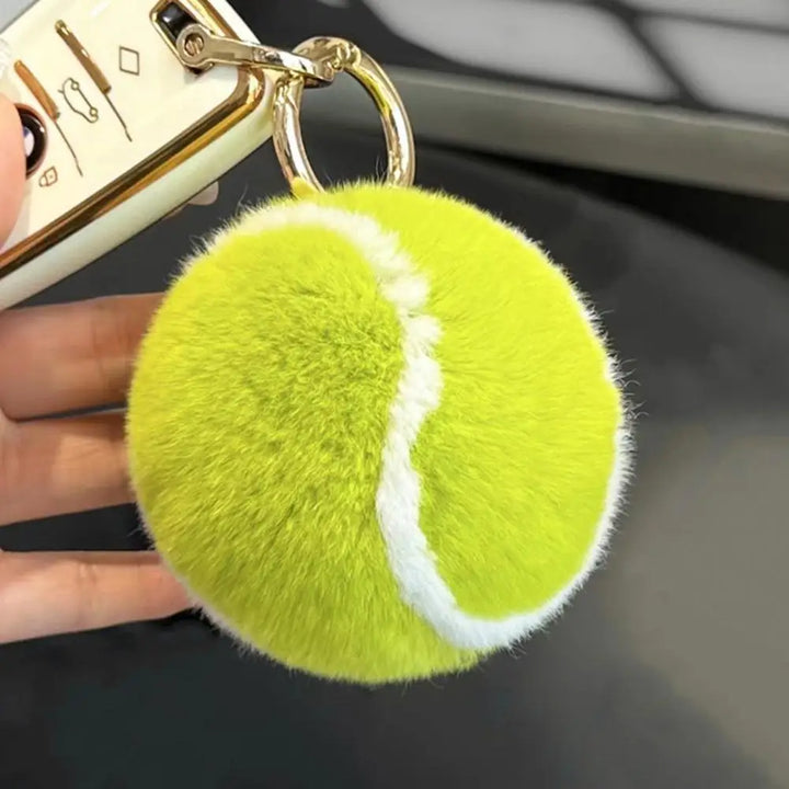 Furry Tennis Ball Keychain