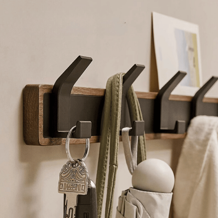 Modern Walnut Coat Rack Hooks